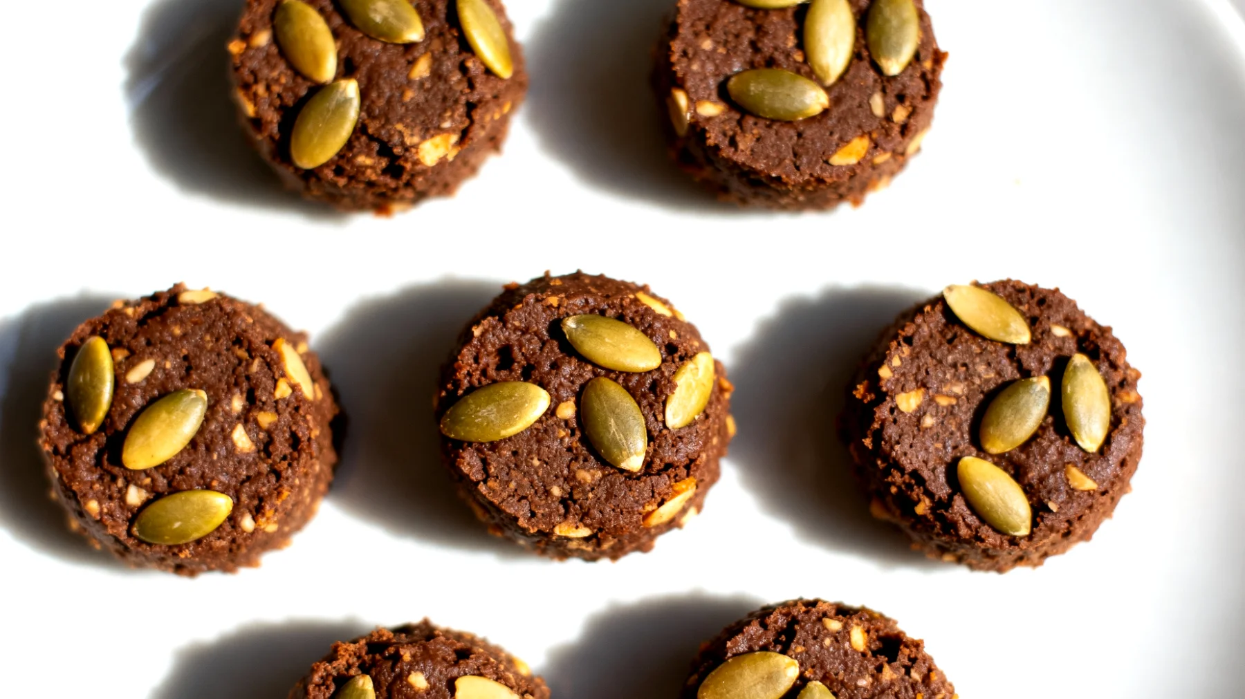 Bocconcini di okara al cacao e semi di zucca"