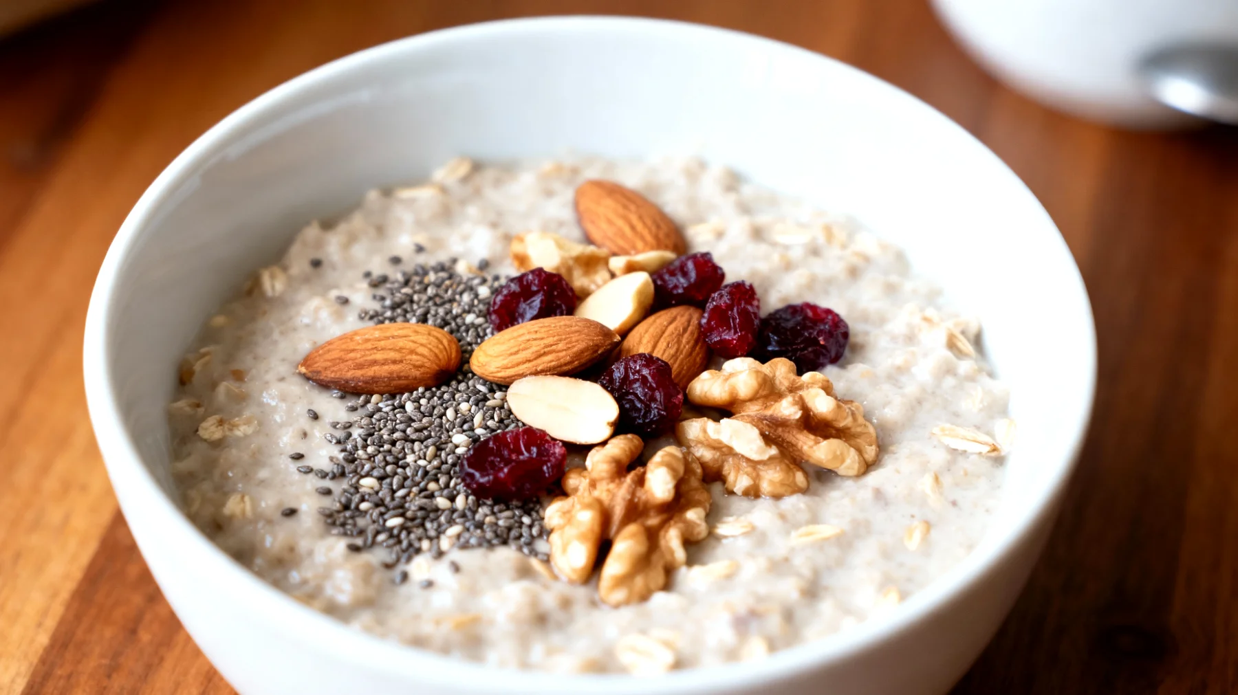 Porridge di avena con semi di chia e frutta secca"