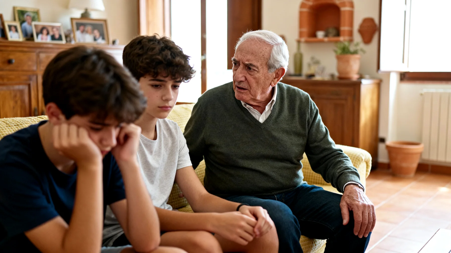 Un nonno si trova in difficoltà nel sostenere i suoi nipoti adolescenti durante un periodo di cambiamento significativo (separazione dei genitori, trasloco, cambio scuola o lutto familiare), non sapendo come aiutarli ad elaborare le emozioni e ad adattarsi alla nuova situazione senza sostituirsi al ruolo genitoriale"