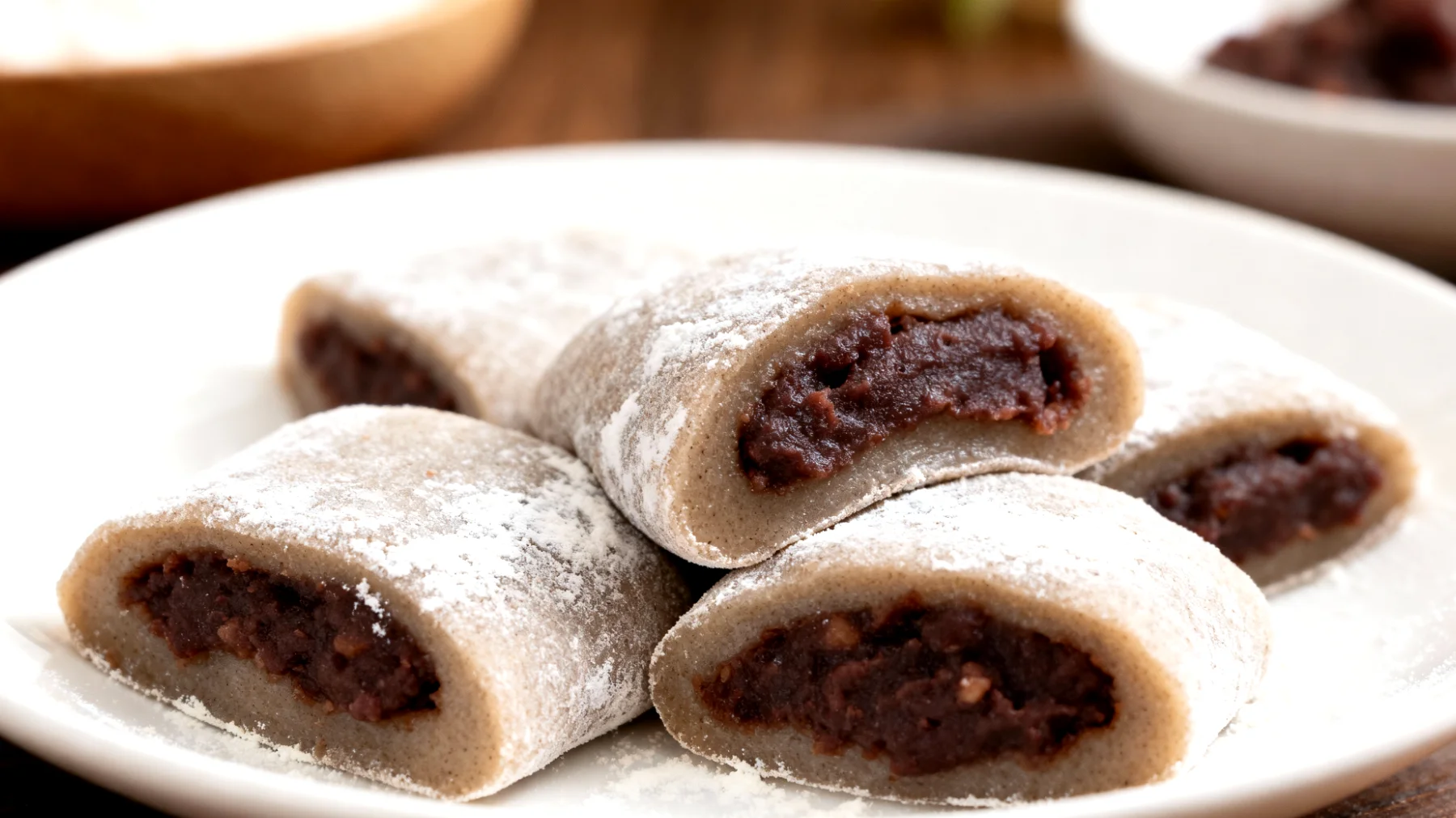 Mochi di grano saraceno con crema di fagioli azuki"