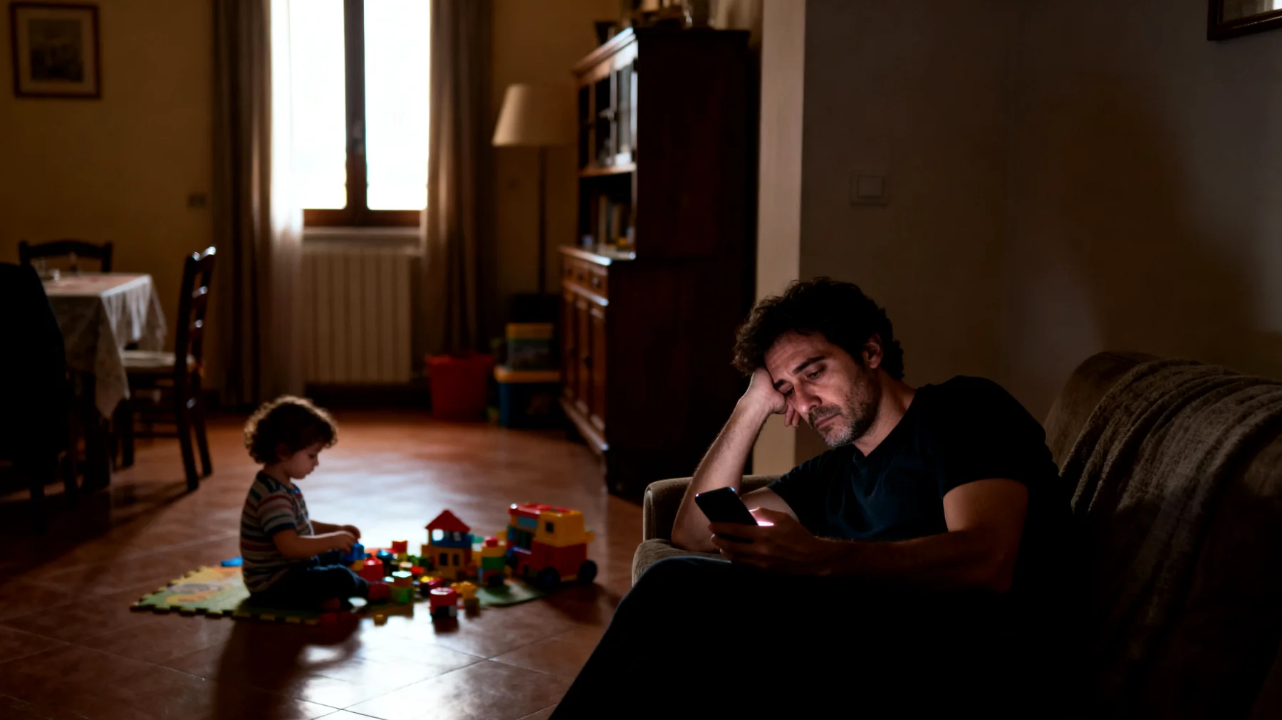 Genitori che, pur desiderando trascorrere tempo significativo con i propri bambini, si trovano intrappolati in routine ripetitive e superficiali, con interazioni limitate a compiti pratici (mangiare, lavarsi, dormire) senza riuscire a creare momenti di vera connessione emotiva e gioco condiviso"