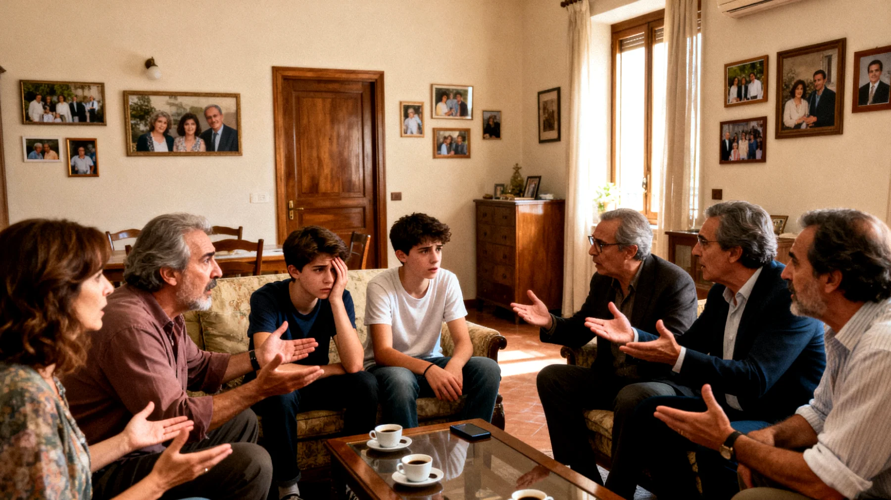 Genitori di adolescenti che affrontano tensioni e conflitti con la famiglia allargata (ex partner, suoceri, cognati) riguardo alle scelte educative, creando confusione nei ragazzi e minando l'autorità genitoriale"