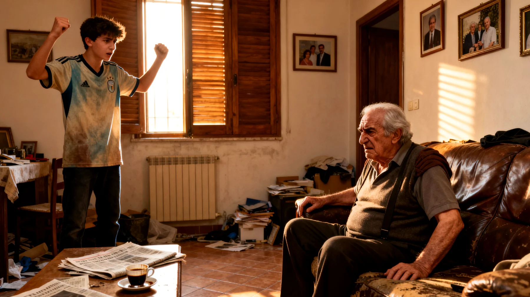 Nonno che fatica a gestire le reazioni esplosive del nipote adolescente quando le cose non vanno come vorrebbe"